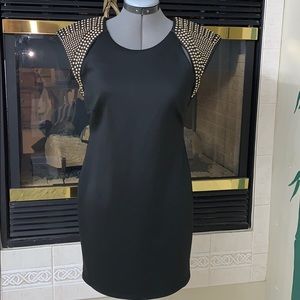 Sans Souci Black Gold Studded Dress Like New